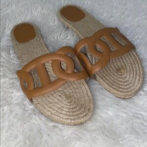 Hermes Famosa espadrille nappa leather sandals size 41 / 11